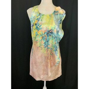 Bebe Yellow Pink Green Blue Floral Tank Mini dress